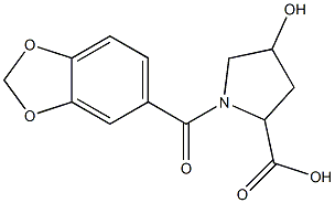 1-(1,3-benzodioxol-5-ylcarbonyl)-4-hydroxypyrrolidine-2-carboxylic acid 结构式