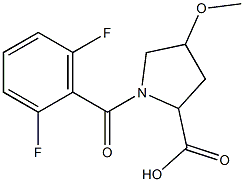 1-(2,6-difluorobenzoyl)-4-methoxypyrrolidine-2-carboxylic acid Struktur