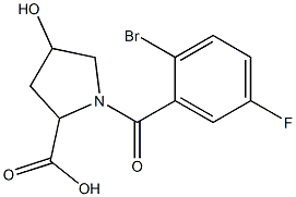 1-(2-bromo-5-fluorobenzoyl)-4-hydroxypyrrolidine-2-carboxylic acid Structure