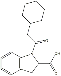 1-(2-cyclohexylacetyl)-2,3-dihydro-1H-indole-2-carboxylic acid,,结构式
