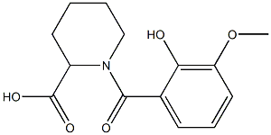 1-(2-hydroxy-3-methoxybenzoyl)piperidine-2-carboxylic acid 化学構造式