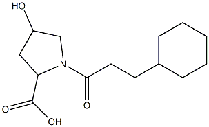 1-(3-cyclohexylpropanoyl)-4-hydroxypyrrolidine-2-carboxylic acid Struktur