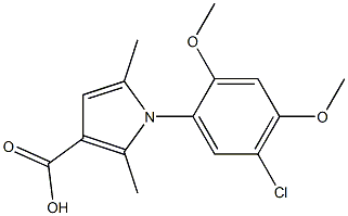 1-(5-chloro-2,4-dimethoxyphenyl)-2,5-dimethyl-1H-pyrrole-3-carboxylic acid 结构式