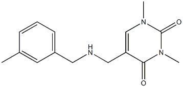 1,3-dimethyl-5-({[(3-methylphenyl)methyl]amino}methyl)-1,2,3,4-tetrahydropyrimidine-2,4-dione 化学構造式