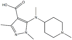 1,3-dimethyl-5-[methyl(1-methylpiperidin-4-yl)amino]-1H-pyrazole-4-carboxylic acid,,结构式