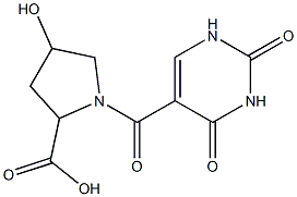 1-[(2,4-dioxo-1,2,3,4-tetrahydropyrimidin-5-yl)carbonyl]-4-hydroxypyrrolidine-2-carboxylic acid,,结构式