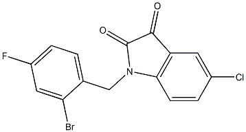 1-[(2-bromo-4-fluorophenyl)methyl]-5-chloro-2,3-dihydro-1H-indole-2,3-dione 化学構造式