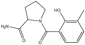 1-[(2-hydroxy-3-methylphenyl)carbonyl]pyrrolidine-2-carboxamide Struktur