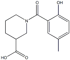 1-[(2-hydroxy-5-methylphenyl)carbonyl]piperidine-3-carboxylic acid Struktur