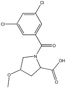 1-[(3,5-dichlorophenyl)carbonyl]-4-methoxypyrrolidine-2-carboxylic acid 化学構造式