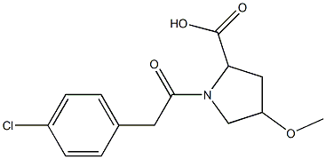 1-[(4-chlorophenyl)acetyl]-4-methoxypyrrolidine-2-carboxylic acid,,结构式