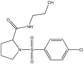 1-[(4-chlorophenyl)sulfonyl]-N-(2-hydroxyethyl)pyrrolidine-2-carboxamide 化学構造式