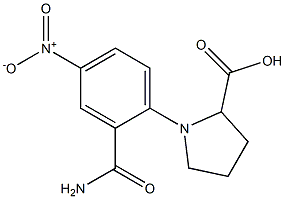 1-[2-(aminocarbonyl)-4-nitrophenyl]pyrrolidine-2-carboxylic acid 结构式