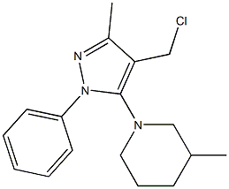 1-[4-(chloromethyl)-3-methyl-1-phenyl-1H-pyrazol-5-yl]-3-methylpiperidine,,结构式
