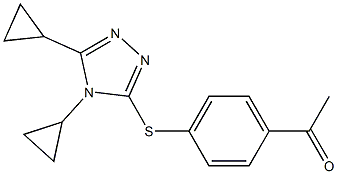 1-{4-[(4,5-dicyclopropyl-4H-1,2,4-triazol-3-yl)sulfanyl]phenyl}ethan-1-one Struktur