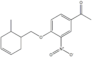 1-{4-[(6-methylcyclohex-3-en-1-yl)methoxy]-3-nitrophenyl}ethan-1-one,,结构式