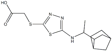 2-({5-[(1-{bicyclo[2.2.1]heptan-2-yl}ethyl)amino]-1,3,4-thiadiazol-2-yl}sulfanyl)acetic acid|