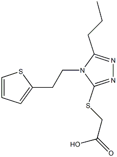 2-({5-propyl-4-[2-(thiophen-2-yl)ethyl]-4H-1,2,4-triazol-3-yl}sulfanyl)acetic acid 结构式