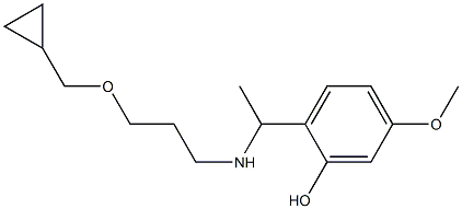 2-(1-{[3-(cyclopropylmethoxy)propyl]amino}ethyl)-5-methoxyphenol Struktur