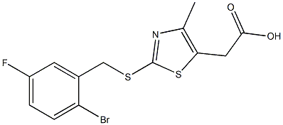 2-(2-{[(2-bromo-5-fluorophenyl)methyl]sulfanyl}-4-methyl-1,3-thiazol-5-yl)acetic acid Structure