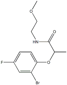 2-(2-bromo-4-fluorophenoxy)-N-(2-methoxyethyl)propanamide,,结构式
