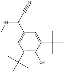 2-(3,5-di-tert-butyl-4-hydroxyphenyl)-2-(methylamino)acetonitrile Struktur