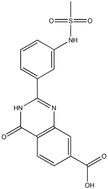 2-(3-methanesulfonamidophenyl)-4-oxo-3,4-dihydroquinazoline-7-carboxylic acid 化学構造式