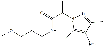 2-(4-amino-3,5-dimethyl-1H-pyrazol-1-yl)-N-(3-methoxypropyl)propanamide,,结构式