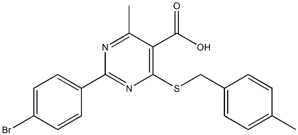2-(4-bromophenyl)-4-methyl-6-[(4-methylbenzyl)thio]pyrimidine-5-carboxylic acid|