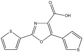 2-(thiophen-2-yl)-5-(thiophen-3-yl)-1,3-oxazole-4-carboxylic acid 化学構造式