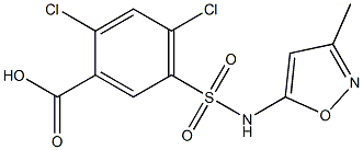 2,4-dichloro-5-[(3-methyl-1,2-oxazol-5-yl)sulfamoyl]benzoic acid Struktur