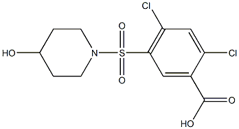 2,4-dichloro-5-[(4-hydroxypiperidine-1-)sulfonyl]benzoic acid Struktur