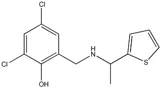 2,4-dichloro-6-({[1-(thiophen-2-yl)ethyl]amino}methyl)phenol,,结构式