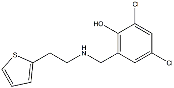 2,4-dichloro-6-({[2-(thiophen-2-yl)ethyl]amino}methyl)phenol,,结构式