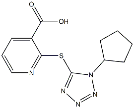 2-[(1-cyclopentyl-1H-1,2,3,4-tetrazol-5-yl)sulfanyl]pyridine-3-carboxylic acid 化学構造式