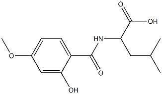 2-[(2-hydroxy-4-methoxybenzoyl)amino]-4-methylpentanoic acid Struktur
