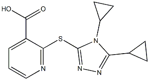 2-[(4,5-dicyclopropyl-4H-1,2,4-triazol-3-yl)sulfanyl]pyridine-3-carboxylic acid,,结构式