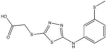 2-[(5-{[3-(methylsulfanyl)phenyl]amino}-1,3,4-thiadiazol-2-yl)sulfanyl]acetic acid 化学構造式