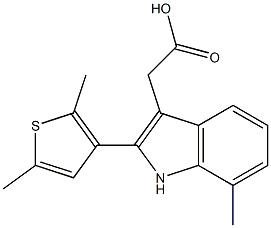 2-[2-(2,5-dimethylthiophen-3-yl)-7-methyl-1H-indol-3-yl]acetic acid 化学構造式