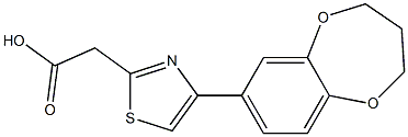 2-[4-(3,4-dihydro-2H-1,5-benzodioxepin-7-yl)-1,3-thiazol-2-yl]acetic acid,,结构式