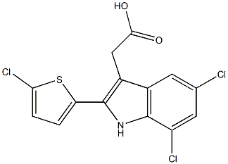 2-[5,7-dichloro-2-(5-chlorothiophen-2-yl)-1H-indol-3-yl]acetic acid Structure