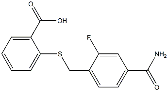 2-{[(4-carbamoyl-2-fluorophenyl)methyl]sulfanyl}benzoic acid 化学構造式