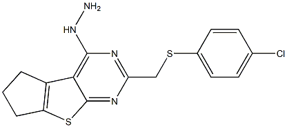 2-{[(4-chlorophenyl)thio]methyl}-4-hydrazino-6,7-dihydro-5H-cyclopenta[4,5]thieno[2,3-d]pyrimidine Structure