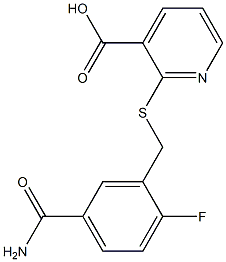 2-{[(5-carbamoyl-2-fluorophenyl)methyl]sulfanyl}pyridine-3-carboxylic acid 结构式