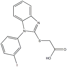 2-{[1-(3-iodophenyl)-1H-1,3-benzodiazol-2-yl]sulfanyl}acetic acid Struktur