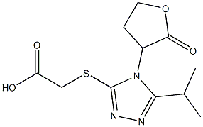 2-{[4-(2-oxooxolan-3-yl)-5-(propan-2-yl)-4H-1,2,4-triazol-3-yl]sulfanyl}acetic acid 化学構造式