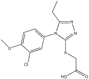 2-{[4-(3-chloro-4-methoxyphenyl)-5-ethyl-4H-1,2,4-triazol-3-yl]sulfanyl}acetic acid,,结构式