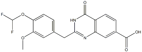 2-{[4-(difluoromethoxy)-3-methoxyphenyl]methyl}-4-oxo-3,4-dihydroquinazoline-7-carboxylic acid 结构式