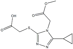 2-{[5-cyclopropyl-4-(2-methoxy-2-oxoethyl)-4H-1,2,4-triazol-3-yl]sulfanyl}acetic acid 化学構造式