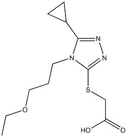 2-{[5-cyclopropyl-4-(3-ethoxypropyl)-4H-1,2,4-triazol-3-yl]sulfanyl}acetic acid,,结构式